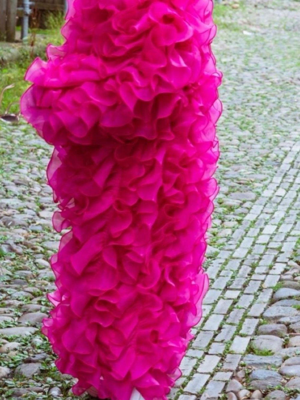 AKIRA Hot Pink Ruffled Long Coat - Picture 2 of 2